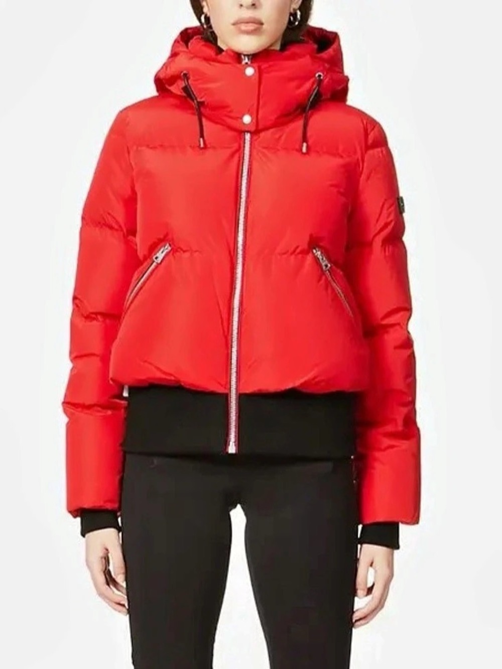 Mackage Aubrie Red Hooded Down Bomber Jacket, Women's XS